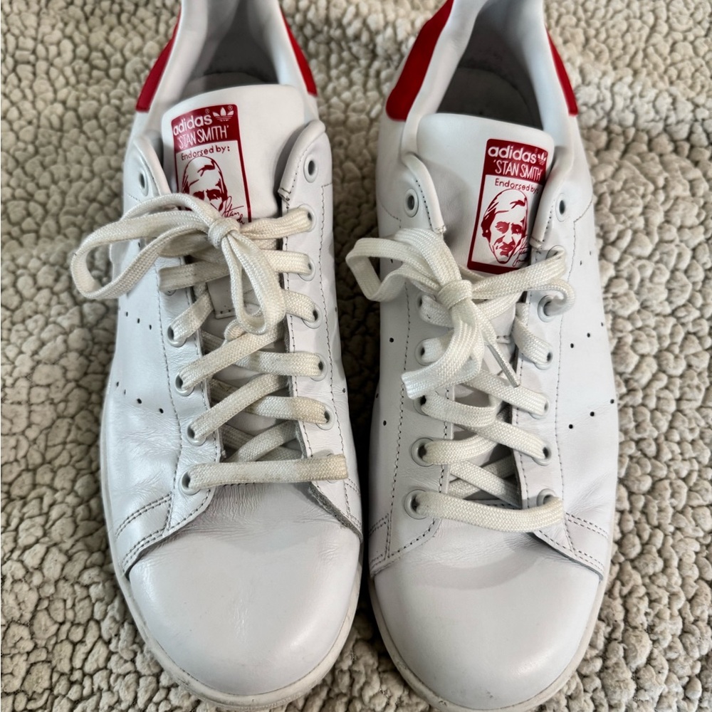 Adidas Stan Smith White and Lush Red